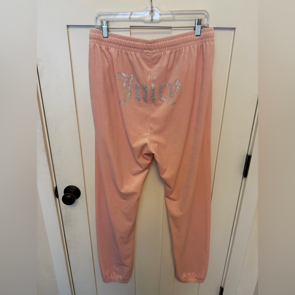 Juicy Couture Women's OG Big Bling Velour Track Pants Joggers M Y2K type pink